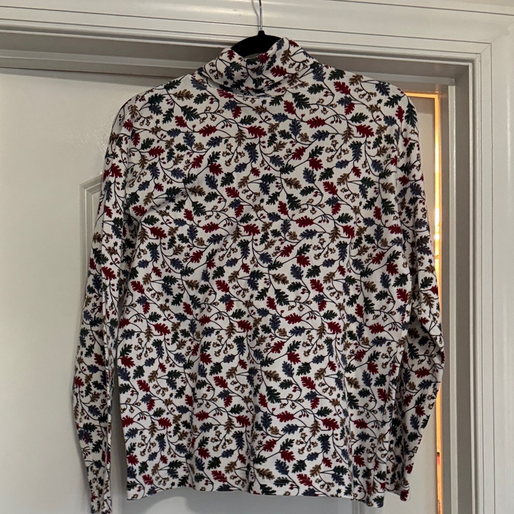 Talbots Multicolor Leaf Turtleneck - image 4